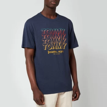 Image of Tommy Jeans Mens Repeat Logo T-Shirt - Twilight Navy - L