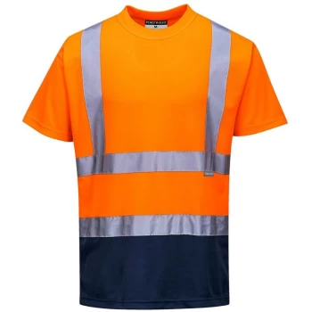 Image of S378ONRL - sz L Two Tone T-Shirt - Orange/Navy - Portwest