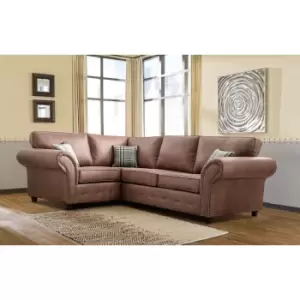 Image of Oakana Luxury Bonded Leather LHF Corner Sofa Brown
