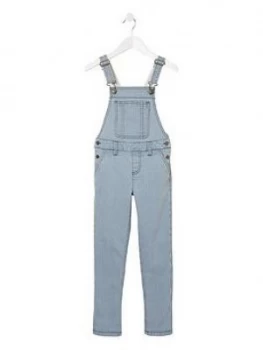 image of Fat Face Girls Denim Dungarees - Stripe