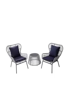 image of 3 Piece Outdoor Garden Furniture, Rattan Patio 2 Chairs & Table