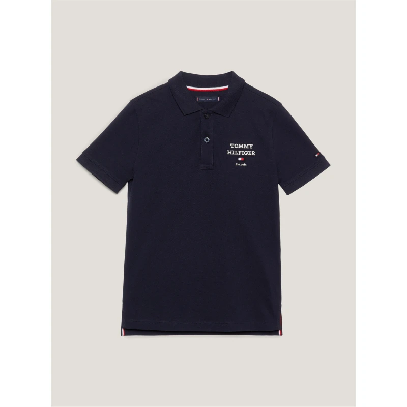 Image of Tommy Hilfiger Logo Polo Short Sleeve Shirt Junior Desert Sky male 6Y