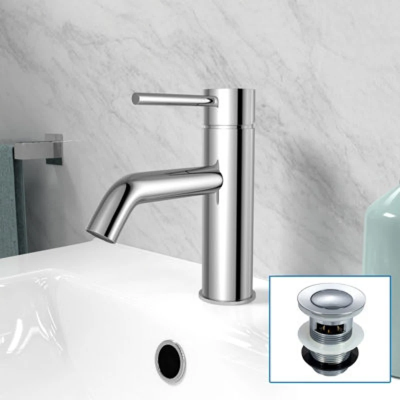 Image of Nes Home Chrome Deck Mounted Round Single Lever Basin Mono Tap With Waste