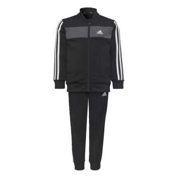 image of adidas Essentials 3-Stripes Shiny Tracksuit Kids - Black / Grey Six / White