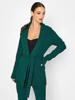 image of Long Tall Sally Green Glitter Blazer, Green, Size 12, Women