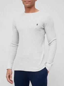 Image of Polo Ralph Lauren Waffle Long Sleeve Lounge Top - English Heather, English Heather, Size XL, Men