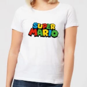 image of Nintendo Super Mario Colour Logo Womens T-Shirt - White - 3XL