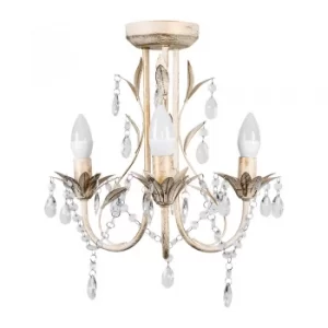 image of Odelia 3 Way Chandelier in White and Gold with Clear Droplets