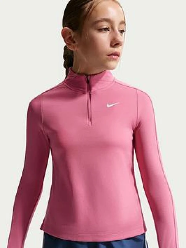 Image of Nike Older Girls DRI-FIT Long Sleeve Half Zip - Pink Female L
