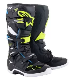 Alpinestars Tech 7 Black Enamel Blue Yellow Fluo US 12