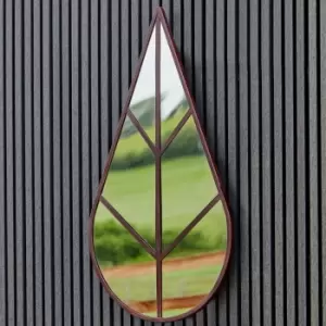 image of Outdoor Leaf-Shaped Mirror, 90cm x 50cm Rust