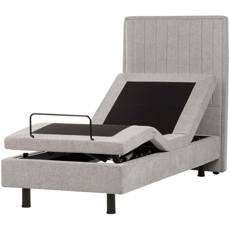 Image of Beliani Adjustable Bed Fabric Castellan 80 X 200 Cm (Eu Small Single) Light Grey