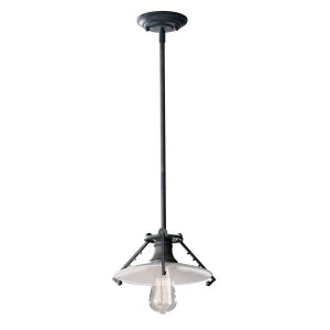 Image of 1 Light Ceiling Pendant Weathered Zinc, Opal Glass, E27