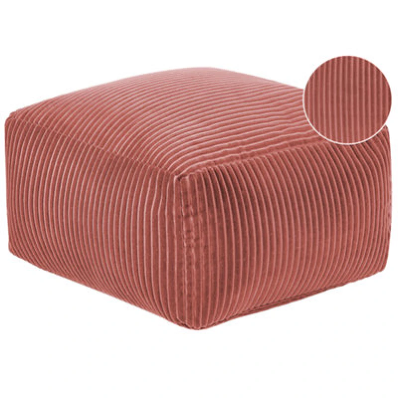 Image of Beliani Pouffe Mukki Cotton Light Red