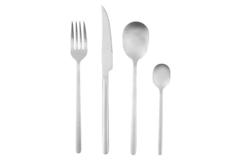 Image of Interiors by Premier 16Pc Cutlery Set, Elegant Cutlery Set, Modern Stainless Steel Cutlery Set Silver