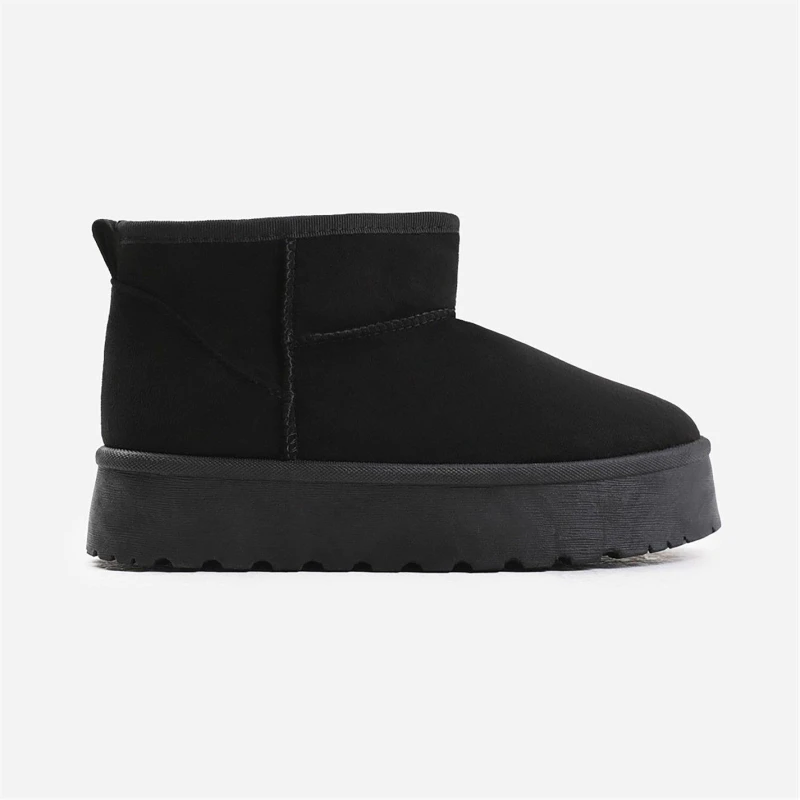Image of Wheres That From Zyla Black Faux-Suede Fur Lining Slipper Boots Black Suede female 6