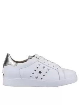 image of Dune London Elderflowers Leather Trainer - White, Size 5, Women