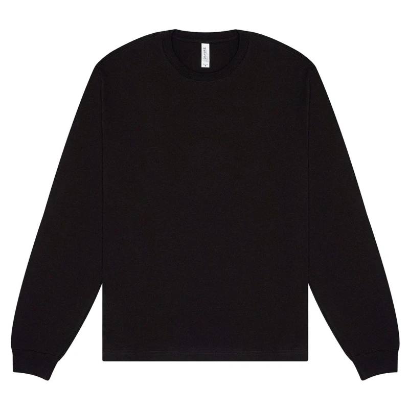 Image of Bella + Canvas Mens Heavyweight Boxy Long-Sleeved T-Shirt in Black Size: XS Black Male XS