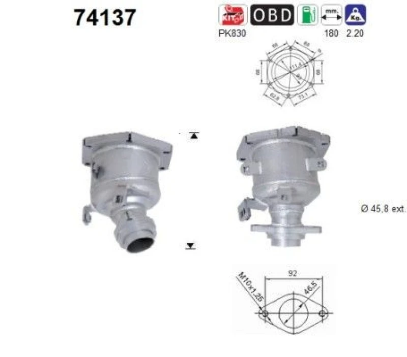 Image of AS Catalytic converter AS 74137