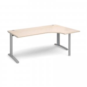 image of TR10 Right Hand Ergonomic Desk 1800mm - Silver Frame maple Top