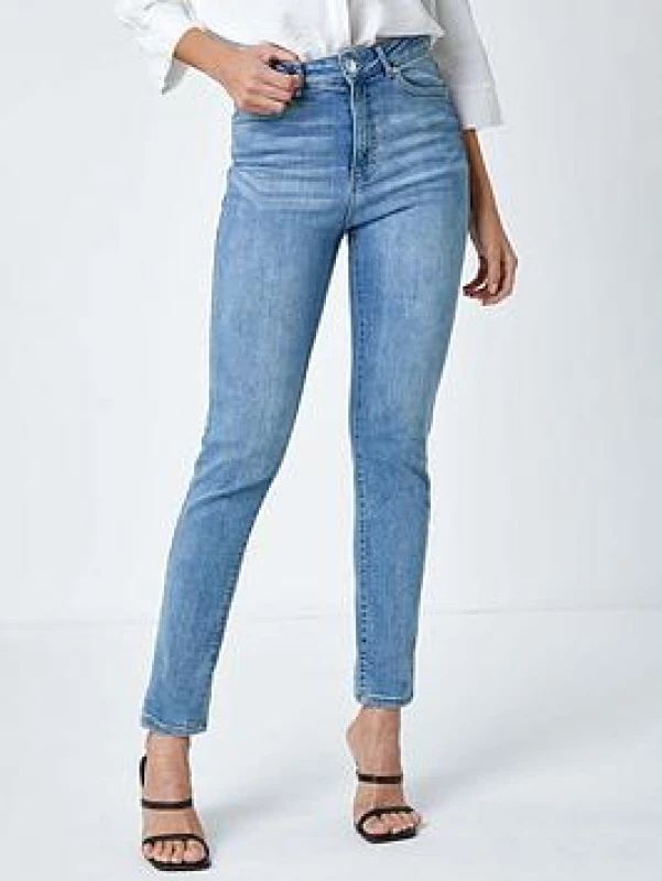 Image of Roman Slim Leg Stretch Mom Jeans Blue