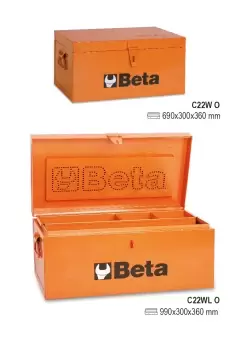 image of Beta Tools C22W 690 x 300 x 360mm Wood Lined Metal Tool Trunk Chest 022000269