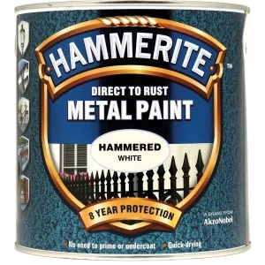 image of Hammerite Hammered Finish Metal Paint White 2500ml