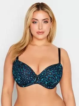 Image of Yours 2 Pack Leopard Padded Wired T-Shirt Bra, Black, Size 38F, Women