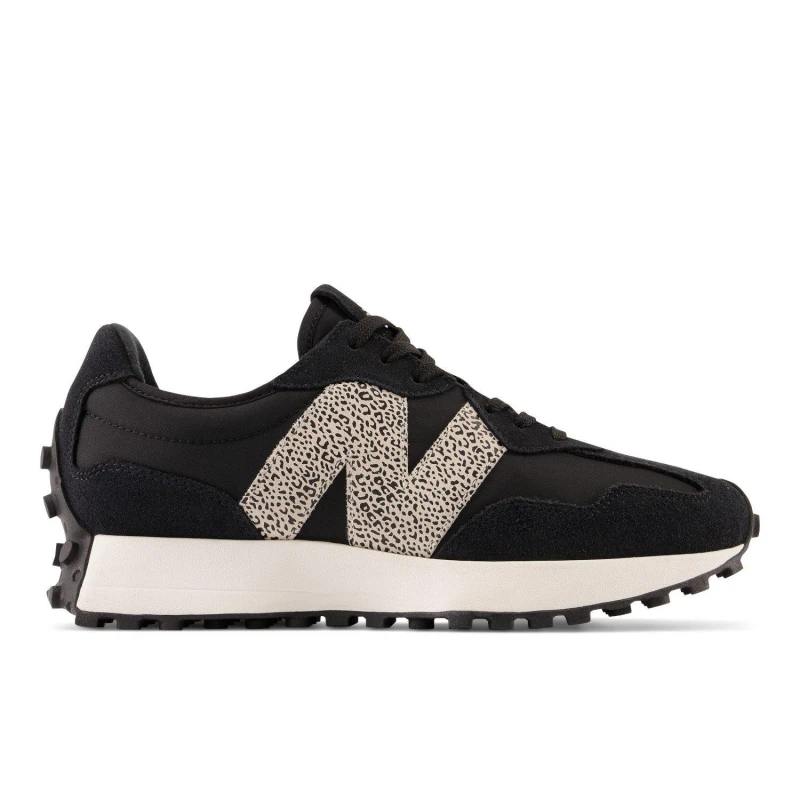Image of New Balance Black 327 Animal Print Trainer Black Female 4 202383UK