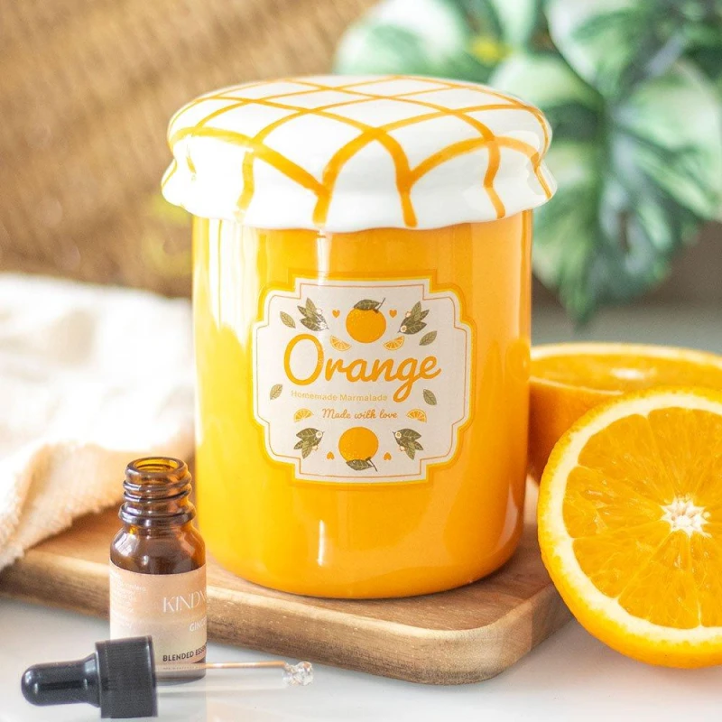 Image of Something Different Orange Marmalade Jar Oil Burner and Wax Warmer Orange unisex One Size