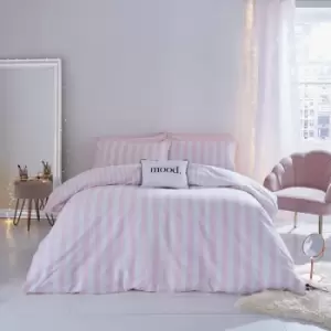 Image of Sassy B Stripe Tease Print Reversible Duvet Cover Set, White/Pink, Single