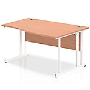 Image of Impulse 1400 Right Hand White Cantilever Leg Wave Desk Beech