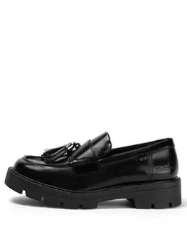 Image of Kickers Youth Kori Tassle Leather Loafer School Shoe, Black, Size 6 Older