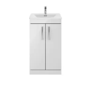 image of Nuie Athena 500 Floor Standing 2-door Vanity & Curved Basin - Gloss Grey Mist