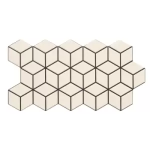 image of White 3D Effect Wall Tile 26.5 x 51cm - Rombo