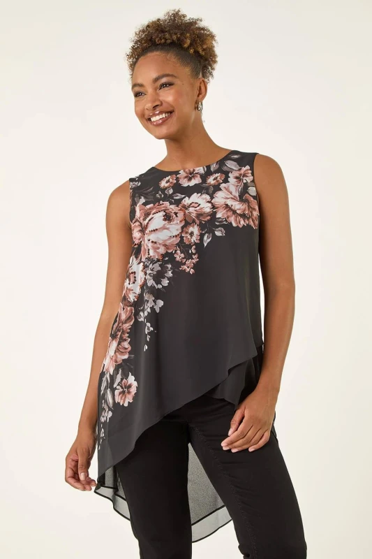 Image of Roman Womens Floral Embellished Wrap Top in Ivory Size: 14 Ivory Female 14
