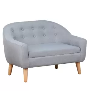 Image of HOMCOM 2 Seater Toddler Chair Kids Mini Sofa Children Armchair Seating Chair Bedroom Playroom Furniture Wood Frame Grey