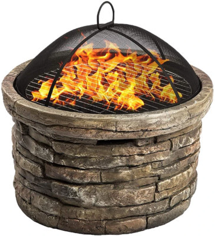 Image of Centurion Supports Fireology Samui Majestic Garden Fire Pit Brazier And Barbecue With Eco-Stone Finish