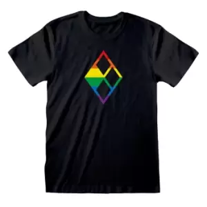 Image of Harley Quinn Unisex Adult Pride Logo T-Shirt (M) (Black)