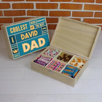 Image of Best Dad - 6 Compartment Wooden Sweet Box