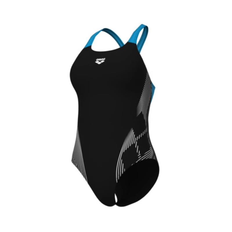 Image of Arena Womens Lily Swim Pro Back Bra Swimsuit Black/Turquois female 16 (XL)