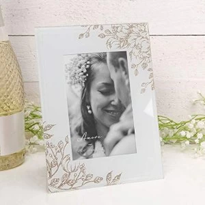 Image of 4" x 6" - Amore By Juliana Grey Glass Gold Floral Frame