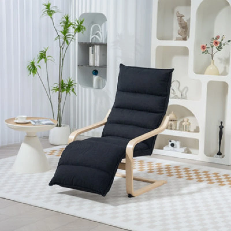 Image of HOMCOM HOMCOM Birch Wood Lounge Chair, Upholstered Velvet Chair with Footrest in Black One Size Unisex 5063603765412