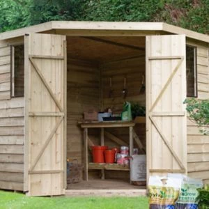 Image of Forest Garden 7X7 Pressure Treated Overlap Wooden Shed With Floor - Assembly Service Included Natural Timber