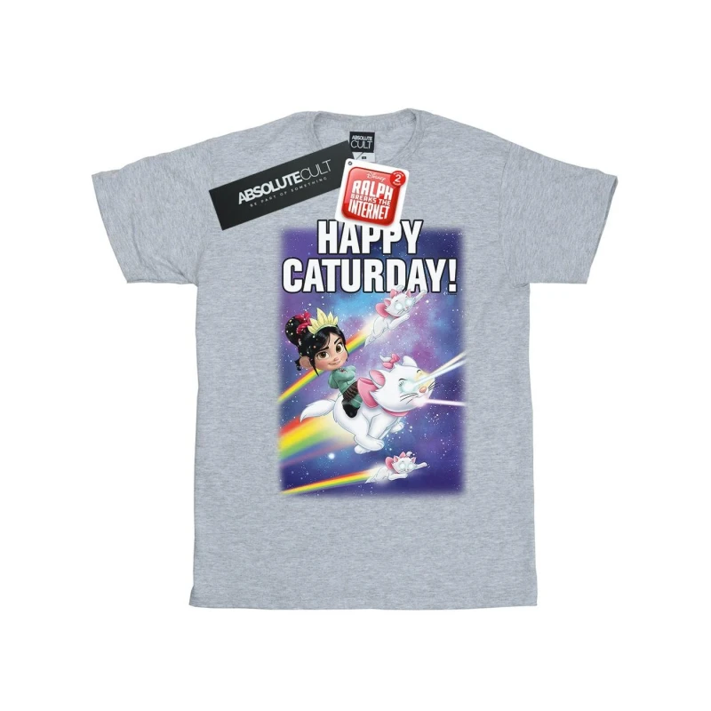 Image of Disney Men Wreck It Ralph Happy Caturday T-Shirt in Grey Size: Small Grey S Male 5057981334346