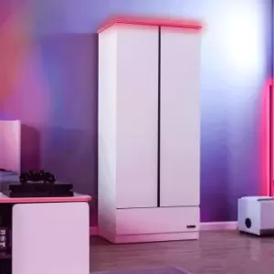 Image of X Rocker White Carbon Tek Wardrobe with Neo Fibre LED White