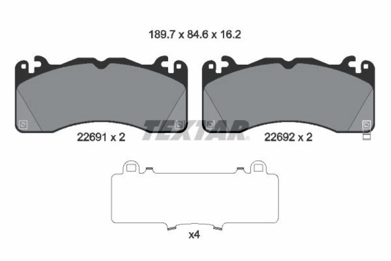 Image of Brake pad set TEXTAR 2269101