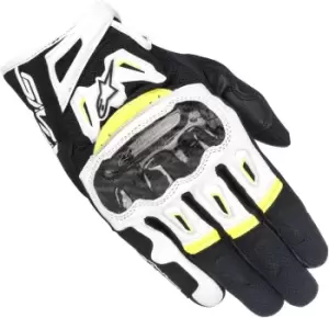 image of Alpinestars SMX-2 Air Carbon V2 Gloves, black-white-yellow Size M black-white-yellow, Size M