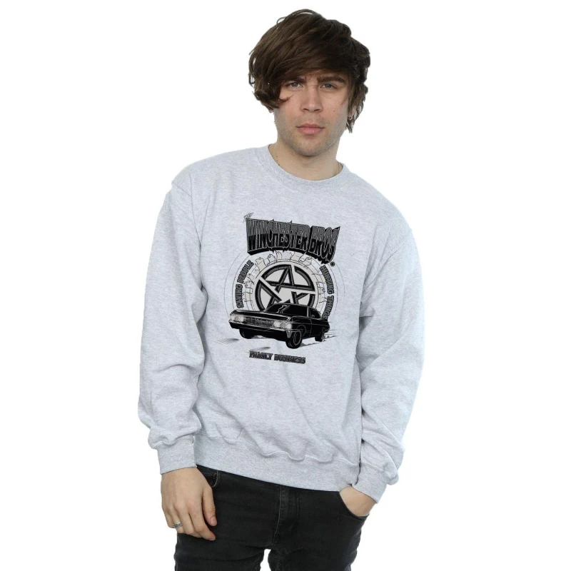 Image of Supernatural Supernatural Men Winchester Bros Sweatshirt in Grey Size: Small Grey S Male 5057245669856