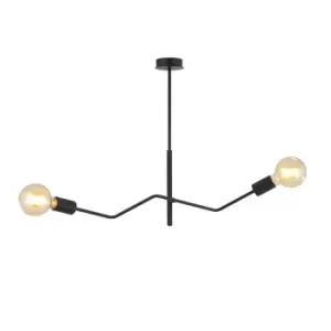 Image of Frix Black Multi Arm Semi Flush Ceiling light 2x E27